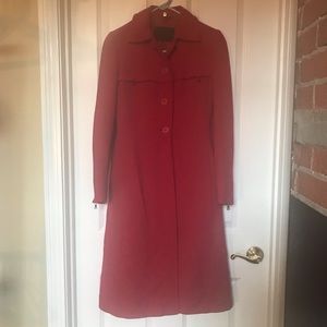 Vintage red wool fitted Prada coat. Size 40. Mint.
